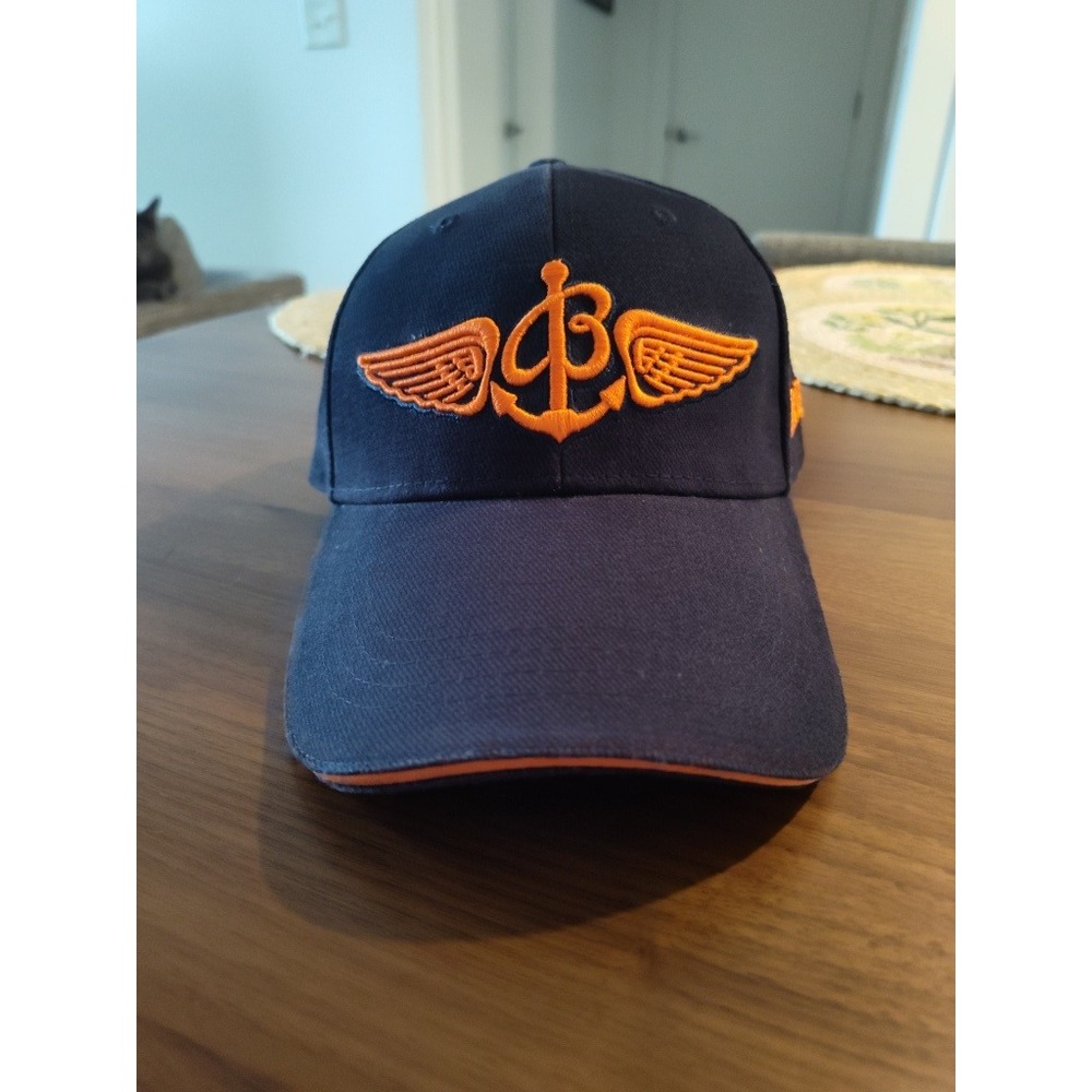 Breitling Watch Promo Baseball Cap Navy Blue Orange Winged Anchor Logo Hat